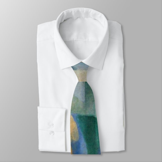 Delaunay Claasic Abstract Art Painting Blue Green Tie (Tied)