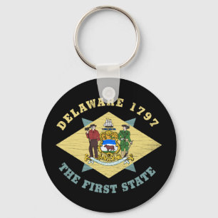 DELAWARE 1797 THE FIRST STATE FLAG KEYCHAIN