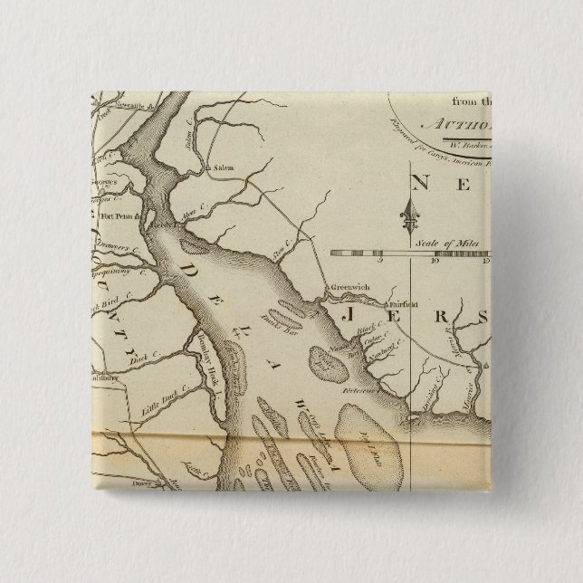 Delaware 2 Inch Square Button (Front)