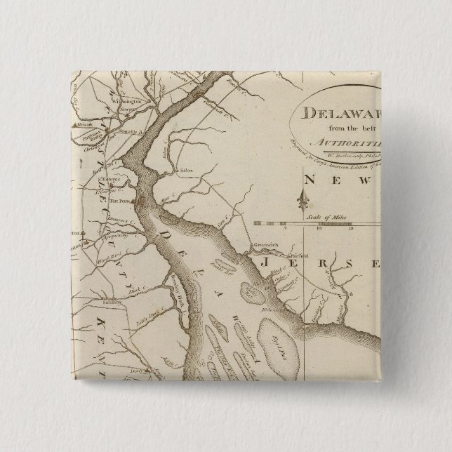 Delaware 5 2 inch square button (Front)