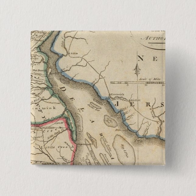 Delaware 5 2 inch square button (Front)