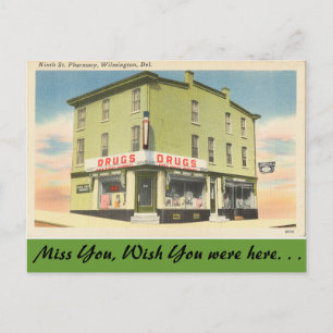 Delaware, 9th St. Pharmacy Postcard