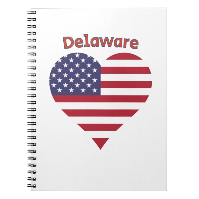 Delaware American Flag Heart Notebook (Front)