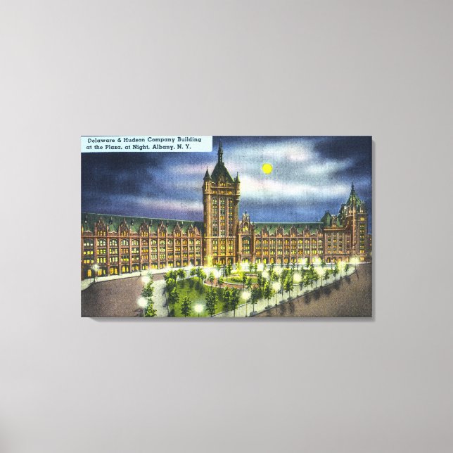 Delaware and Hudson Co. Building at Night Canvas Print (Front)