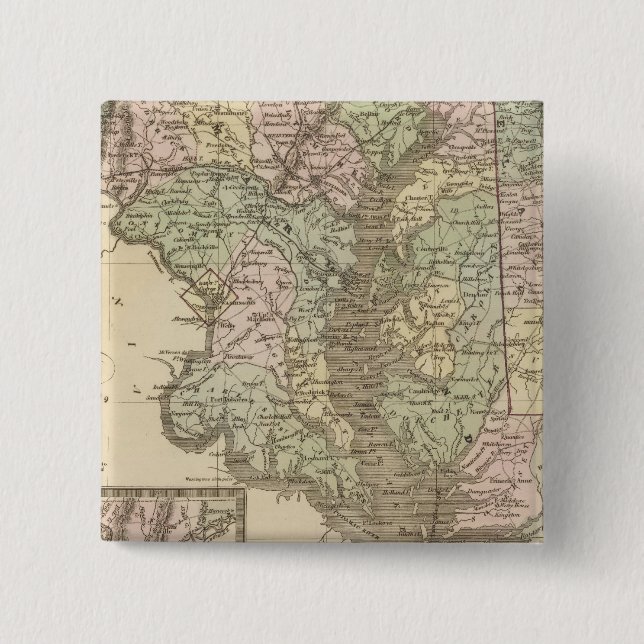 Delaware and Maryland 2 Inch Square Button (Front)