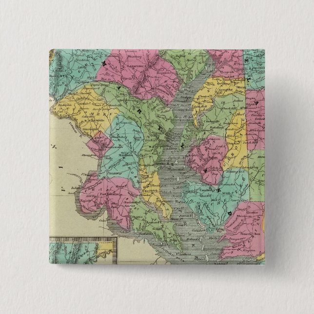 Delaware And MaryLand 2 Inch Square Button (Front)