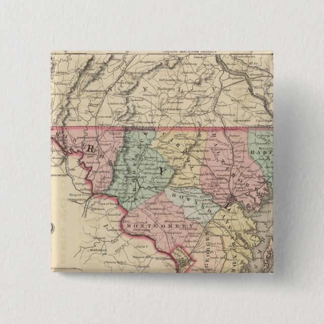 Delaware and Maryland 2 Inch Square Button (Front)