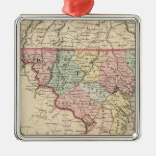 Delaware and Maryland Metal Ornament