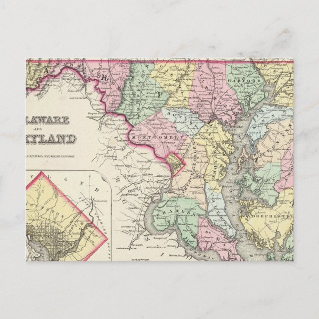 Delaware And Maryland with District of Columbia Postcard (Front)