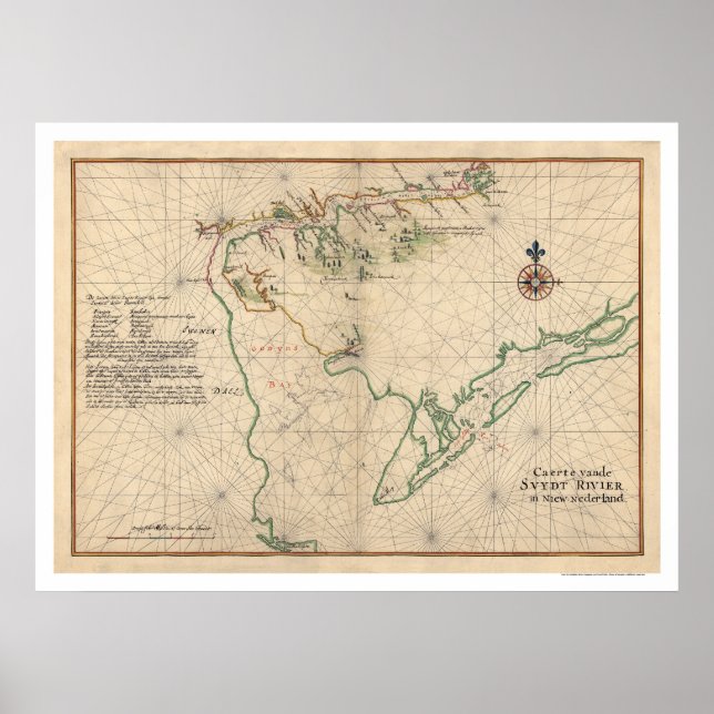 Delaware Bay Map 1639 Poster (Front)