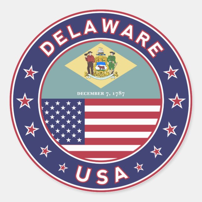 Delaware Classic Round Sticker (Front)