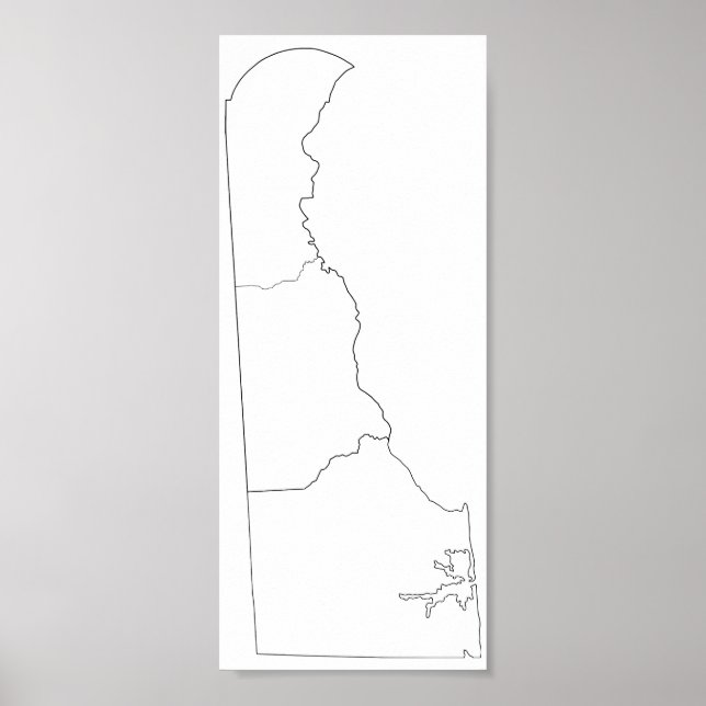 Delaware Counties Blank Outline Map Poster (Front)