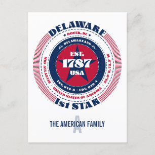 Delaware, Dover, DE Patriotic Monogram Postcard