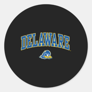 Delaware Fightin' Blue Hens Arch Over Black Classic Round Sticker