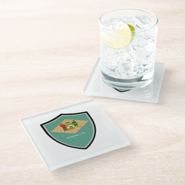 Delaware flag glass coaster (Angled)