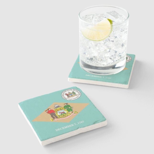 Delaware flag stone coaster (Side)