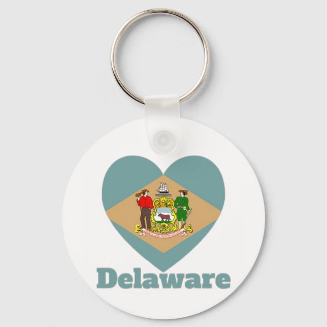 Delaware Heart Flag Keychain (Front)