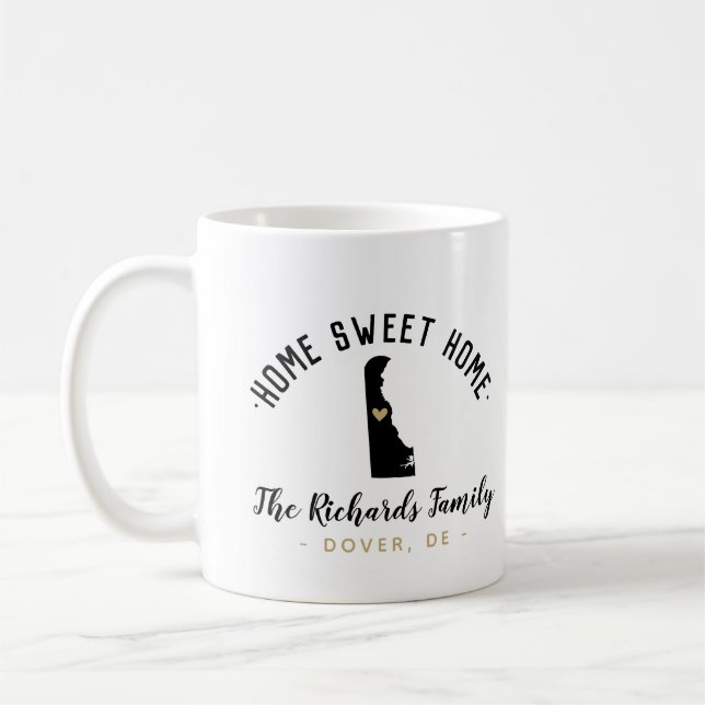 Delaware Home Sweet Home Famille Monogramme Mug (Gauche)