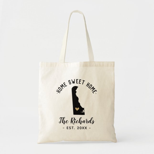 Delaware Home Sweet Home Family Monogram Tote Bag (Front)