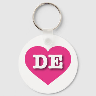 Delaware Hot Pink Heart - I love DE Keychain