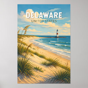 Delaware Illustration Travel Art Vintage Poster