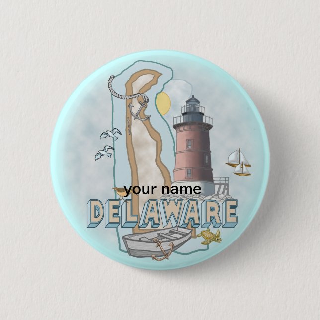 Delaware Lighthouse  pin button  (Front)