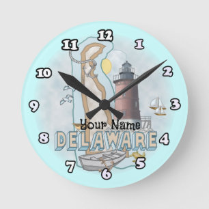 Delaware Lighthouse  Round Clock