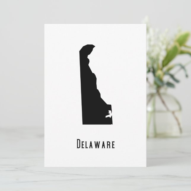 Delaware Map - Black and White Modern Delaware Map Invitation (Standing Front)