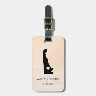 Delaware Map Wedding Luggage Tag, Couple's Name Tag
