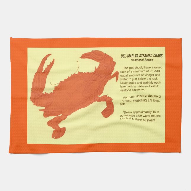 Delaware Maryland Virginia Crabs Recipe Kitchen Towel (Horizontal)
