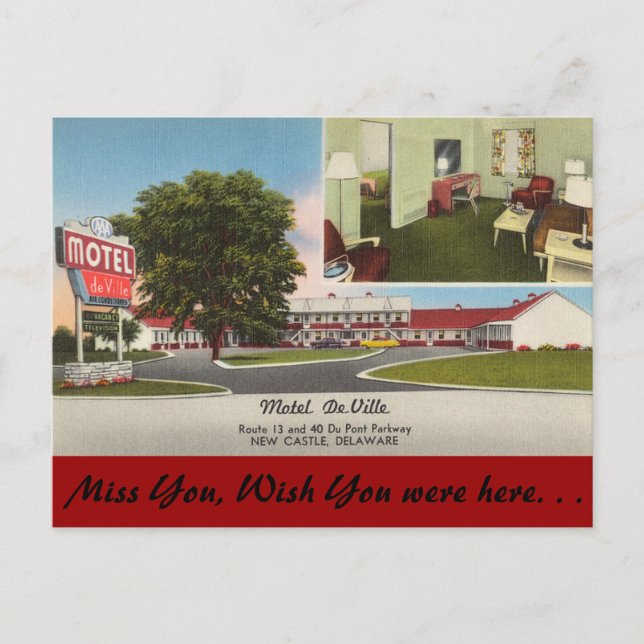 Delaware, Motel DeVille Postcard (Front)