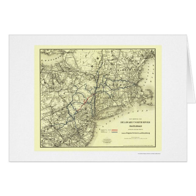 Delaware & North River Railroad Map 1890 (Front Horizontal)