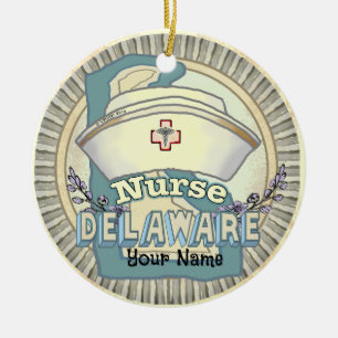 Delaware Nurse Ceramic Ornament