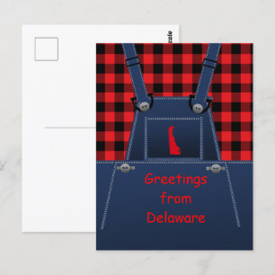 Delaware Overalls Buffalo Plaid Postcard