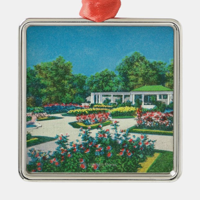Delaware Park Rose Garden View Metal Ornament (Front)