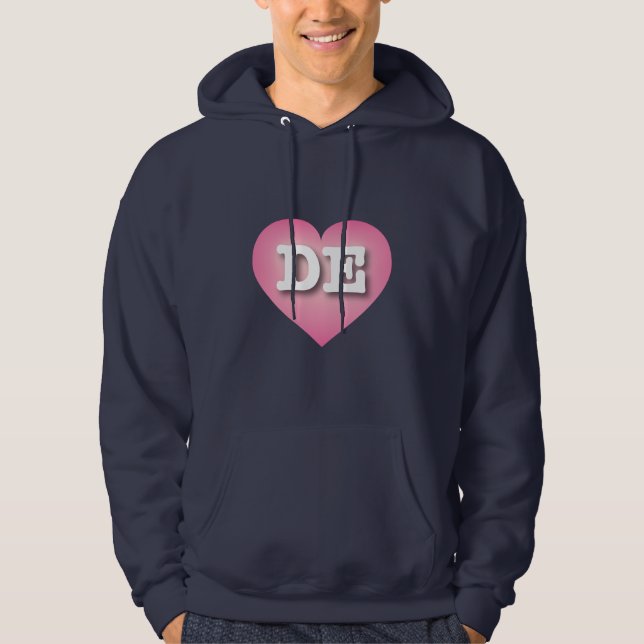 Delaware Pink Fade Heart - I love DE Hoodie (Front)