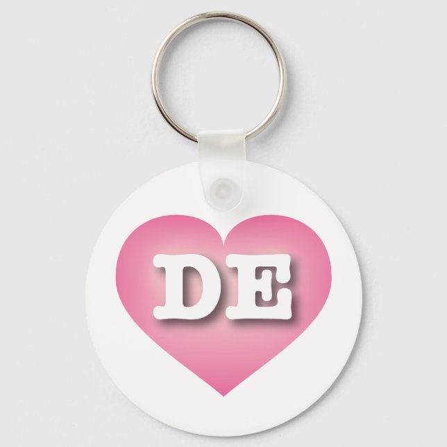 Delaware Pink Fade Heart - I love DE Keychain (Front)