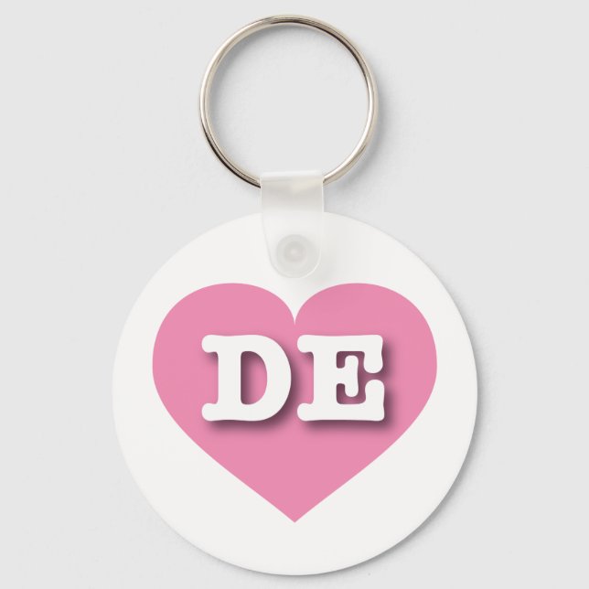 Delaware Pink Heart - I love DE Keychain (Front)