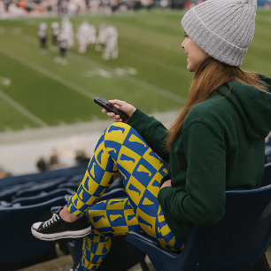 Delaware Pop Art Blue Gold Pattern Leggings