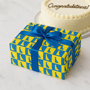 Delaware Pop Art Blue Yellow Gold Pattern Wrapping Paper