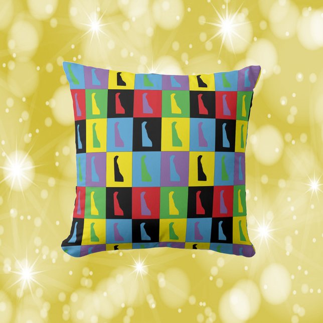 Delaware Pop Art State Pattern Throw Pillow (A fun pillow with a pop art pattern of the US state of Delaware)