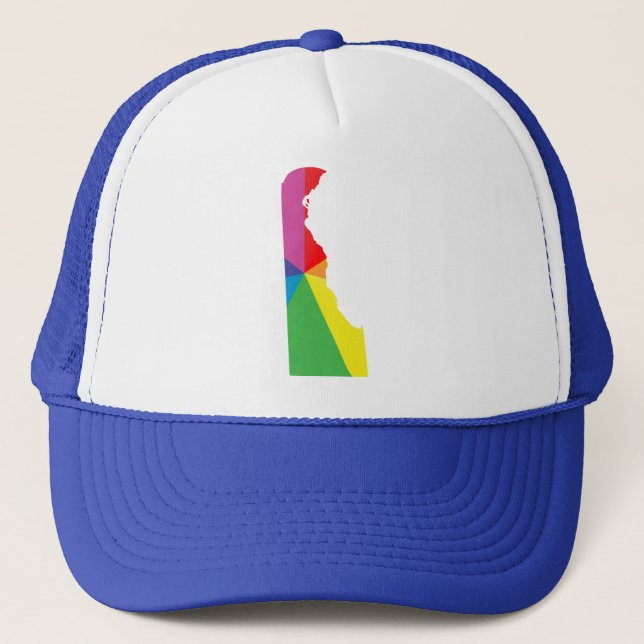 delaware pride. angled. trucker hat (Front)