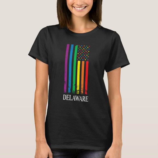 Delaware Pride Month Pride Flag LGBT Community LGB T-Shirt (Front)