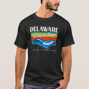 Delaware Rehoboth Beach Retro Surf Wave Graphic T-Shirt