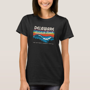 Delaware Rehoboth Beach Retro Surf Wave Graphic T-Shirt