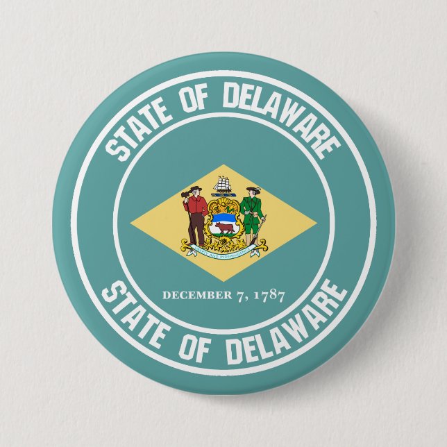 Delaware Round Emblem 3 Inch Round Button (Front)