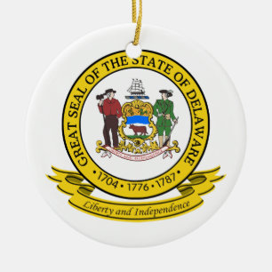 Delaware Seal Ceramic Ornament