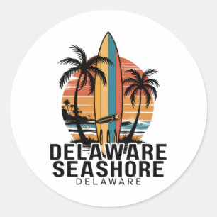 Delaware Seashore Delaware Surfing Surfer _1 Classic Round Sticker