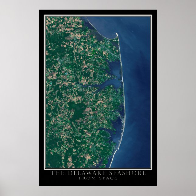 Delaware Seashore From Space Satellite Map Poster (Front)