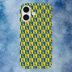  Delaware silhouette pattern blue gold iPhone 16 Case